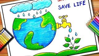 World Water Day Drawing | World Water Day Poster | Save Water Save Life Poster | Save Water Drawing