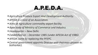 what is APEDA, functions of APEDA, Registration of APEDA, Scheduled products of APEDA