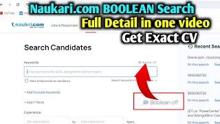 Boolean search on naukri as a Recruiter| Advance search naukri.com portal me kaise lagaye