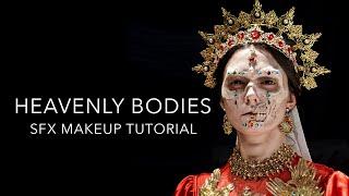 Narrative Cosmetics x brooque Heavenly Bodies SFX Skeleton Saint Makeup Transformation Tutorial