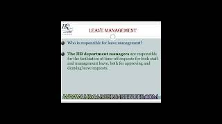 Leave management - meaning and types of leaves in any organization. #leave #hrcareerinstitute