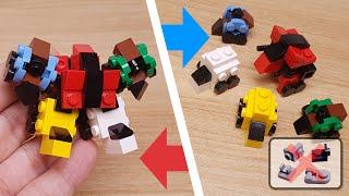 Micro LEGO brick 5 battle cars transformer combiner mech -  Titan V mini! #LEGO