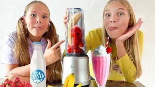 Amelia & Avelina learn how to make fresh healthy Milkshakes