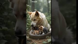 Dog Mom With Baby #animals #snake #animalelover #varalvideo #youtubshurt