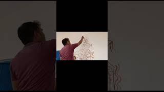 DURGA MAA WALL PAINTING #art #reels #viral #painting #wall #drawing #shortvideo #youtubeshorts