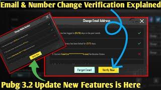 Pubg New Update 3.2 Email Change Verification Feature | Phone number change verification new feature
