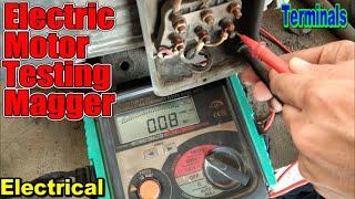 3 phase motor testing. motor testing on megger. how to test motor. insulation resistance testing