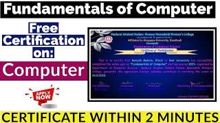 Fundamentals of Computer | Free Certificate | National Level Quiz Certificate