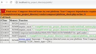 Fatal error : Composer detected issue in your platform | Change php version in wamp without htaccess