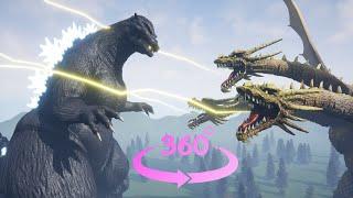 【VR 4K】 Godzilla vs King Ghidorah Battle in the meadow!! ゴジラ対キングギドラ