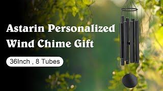 Astarin Personalized Gift Wind Chimes-36 Inch, 8 Tubes, Black