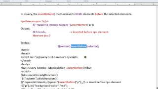 INSERTBEFORE METHOD IN JQUERY DEMO