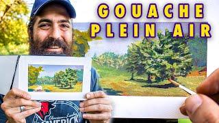 Plein Air Painting Demo | Gouache Landscape Painting Tutorial For Beginners