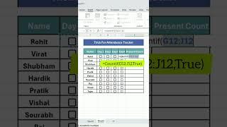 Trick For Attendance Track With Excel Check Box ️#excelshorts #exceltech #microsoftoffice