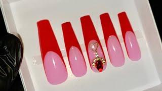 WATCH ME WORK|  EASY V-DAY FRENCH TIP PRESS ONS AT HOME