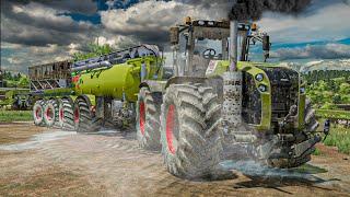 MONSTER TRACTOR at Work | Claas Xerion 5000 spreading digestate on Farming Simulator 22