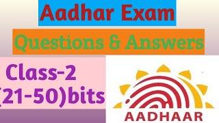 Aadhar Questions and Answers for Operator/ Supervisor exam | Aadhar Questions and Answers