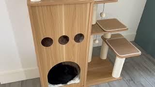 Made4Pets Modern Cat Tree for Large Cat, Wood Cat Tower Heavy Duty with Scratch Post for Indoor Big