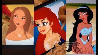 Disney Princesses Glowup Tiktok Cartoon Art V9 Tiktok Ironic Art Memes #9