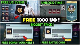 100% FREE 1000UC  BGMI UC Bonus challenge New Event | BGMI BONUS CHALLENGE KAISE | FREE BONUS COINS