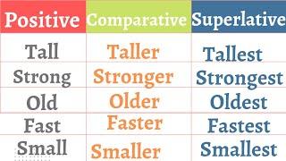 100+ Degree of Adjectives|Positive-Comparative-Superlative|English Grammar Vocabulary