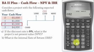 BA II Plus | Cash Flows 1: Net Present Value (NPV) and IRR Calculations - DCF