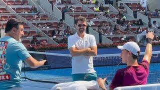 Tennis - Beijing 2024 - Jannik Sinner... and his team's two newcomers Marco Panichi and Ulises Badio