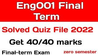 Eng001 Final Term Solved Papers | Eng001 Final Term Preparation 2022 | Let's Study