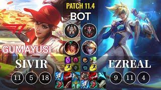 T1 Gumayusi Sivir vs Ezreal Bot - KR Patch 11.4