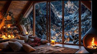 Cozy Winter Lodge: Fireplace Sounds and Snowy Ambience for Rest and Relaxing