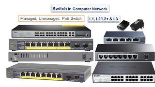 Switch in Computer Network, Managed, Unmanaged, PoE Switch (L1, L2/L2+ & L3