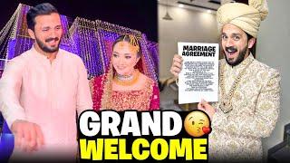 Grand welcome of Eman at homeMarriage Agreement sign krwa lia