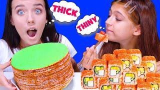 THINY VS THICK FOOD ASMR EATING CHALLENGE by LiLiBu