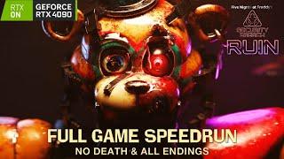 FNAF: Security Breach Ruin DLC - Full Game SPEEDRUN Walkthrough (No Death, ALL Endings)