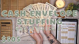 $505 Cash Envelope Stuffing | May #1 Fulltime Income ASMR | 23 Year Old Budgets