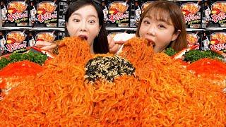 불닭볶음면 20개 챌린지 먹방 ft.만리 20 Cups Of Noodles Challenge SPICY Fire ramen Seafood Mukbang ASMR Ssoyoung