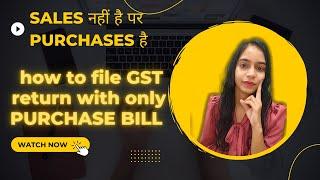 Sales नहीं है पर Purchases है  | how to file GST return with only purchase bills | detailed guidance