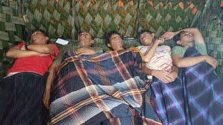 diguyur hujan deras dipinggir sungai bermalam di cabin bambu, tidur nyenyak sampai pagi