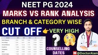 NEET PG 2024|Marks Vs Rank Analysis|Branch Wise Cut Off #neetpg #neetpgcounselling2024 #neetpgcutoff