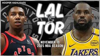 Los Angeles Lakers vs Toronto Raptors Full Game Highlights | Nov 10 | 2025 NBA Season