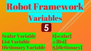 Types of Variables in Robot Framework | Scalar | List | Dictionary Variables