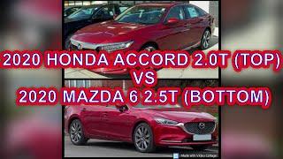 2020 Honda Accord 2.0t vs 2020 Mazda6 2.5t - Comparison On Paper