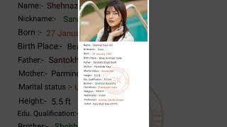 Beautiful Actress Shehnaz Gill Biography #shorts #shortvideo #viral #youtubeshorts #viralvideo