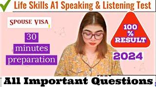 Life Skills A1 IELTS UKVI Spouse Visa Test || Full Mock Test || A1 Speaking and listening test 2024