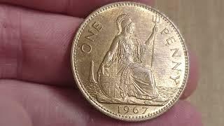 UK 1967 ONE PENNY COIN VALUE + REVIEW