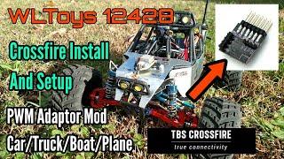 Crossfire Install And Setup On Your RC Car/Truck/Boat/Plane.  PWM Adaptor Mod / WLToys 12428 Upgrade