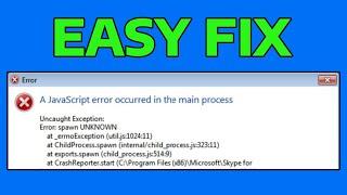 How To Fix A JavaScript Error Occurred in the Main Process in Windows