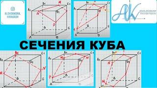 Сечение куба. Как строить сечение куба. Метод следов. Метод параллельности