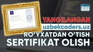 Bir million dasturchi uzbekcoders.uz saytidan ro‘yxatdan o‘tish va SERTIFIKAT olish 2023