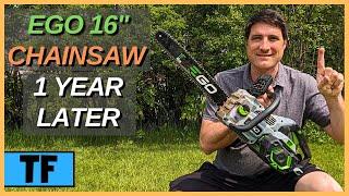 EGO 16" Chainsaw 1 Year Later Review  (Tough Cordless Battery Powered!) [CS1613]